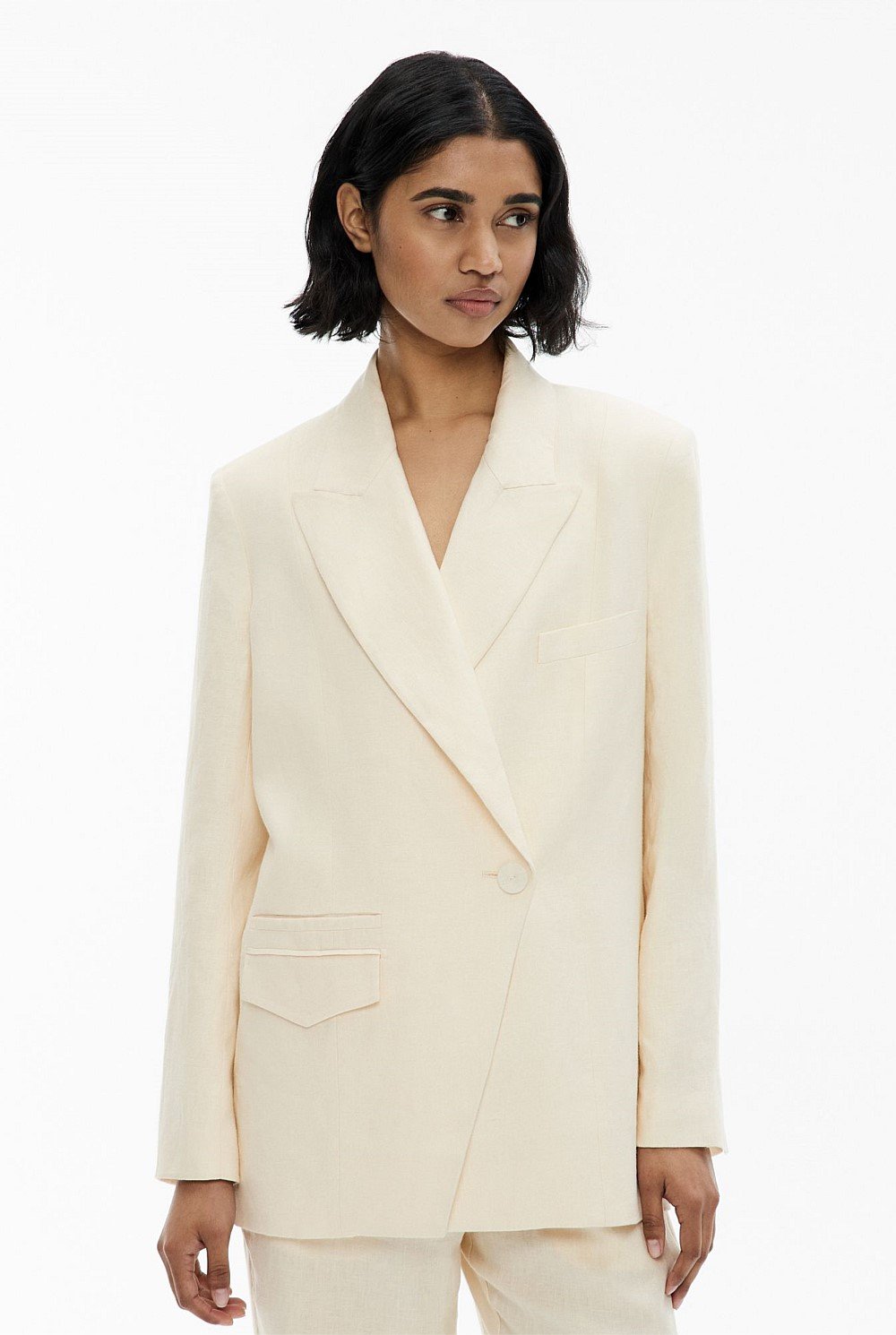 Overlap Button Blazer