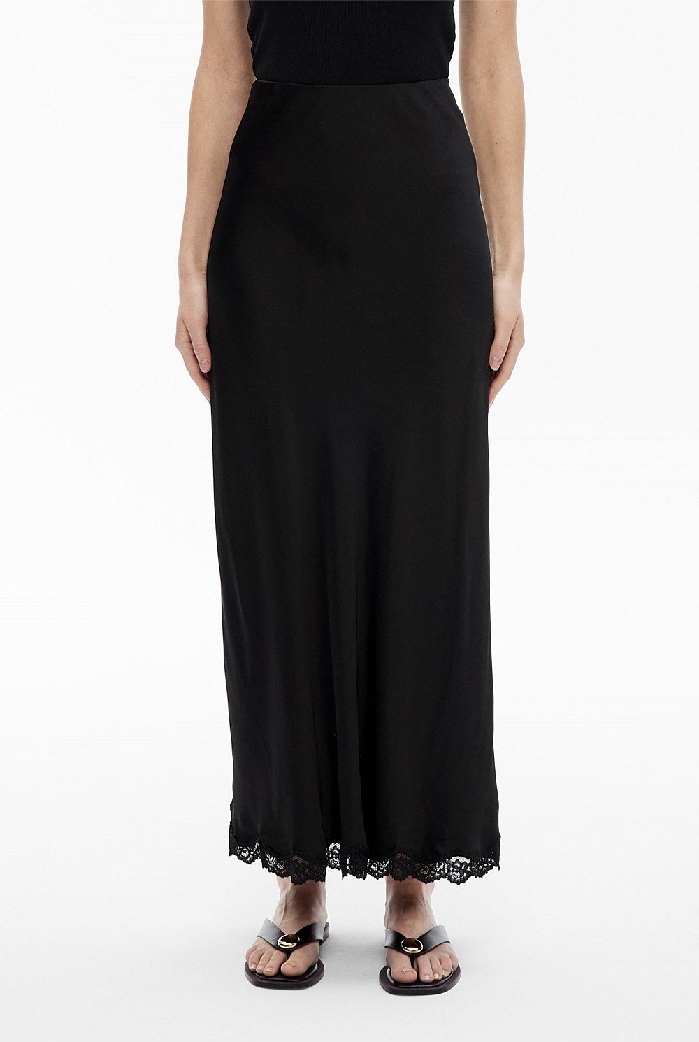 Lace Trim Maxi Skirt