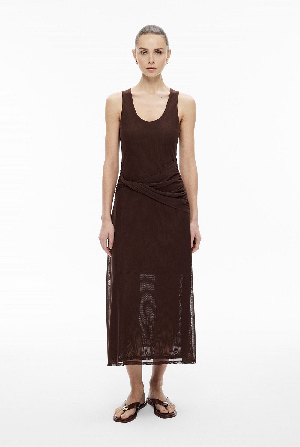 Twist Scoop Mesh Dress