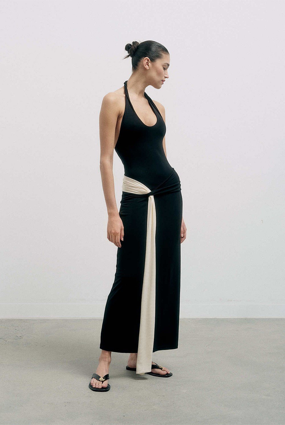 Contrast Drape Dress