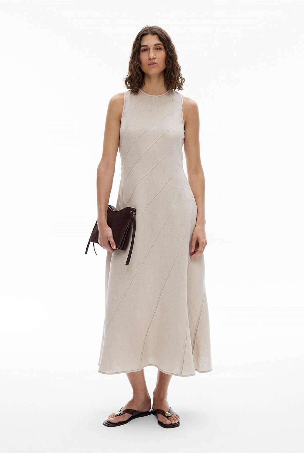Asymmetric Seam Linen Dress