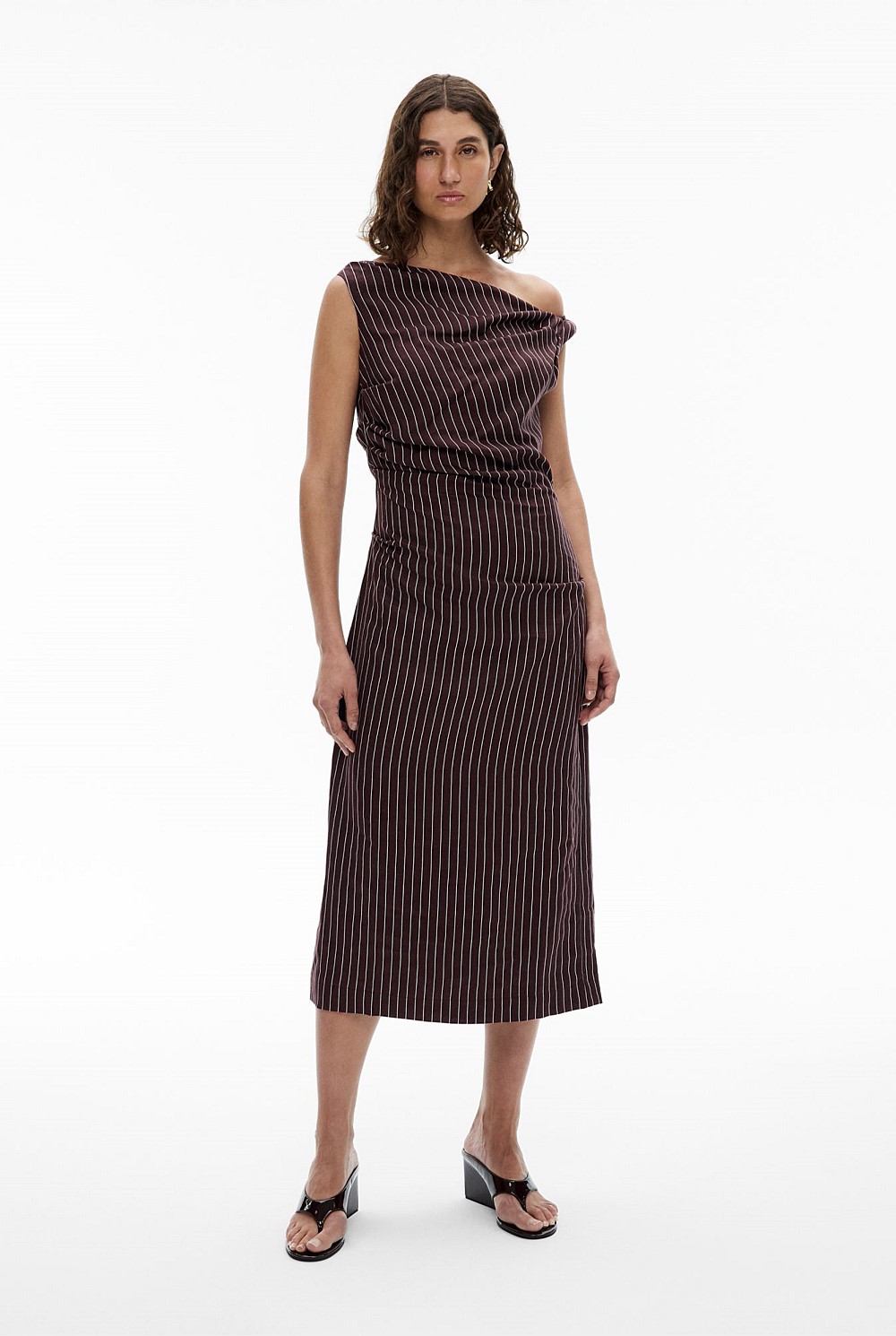 Twist Asymmetric Midi Dress