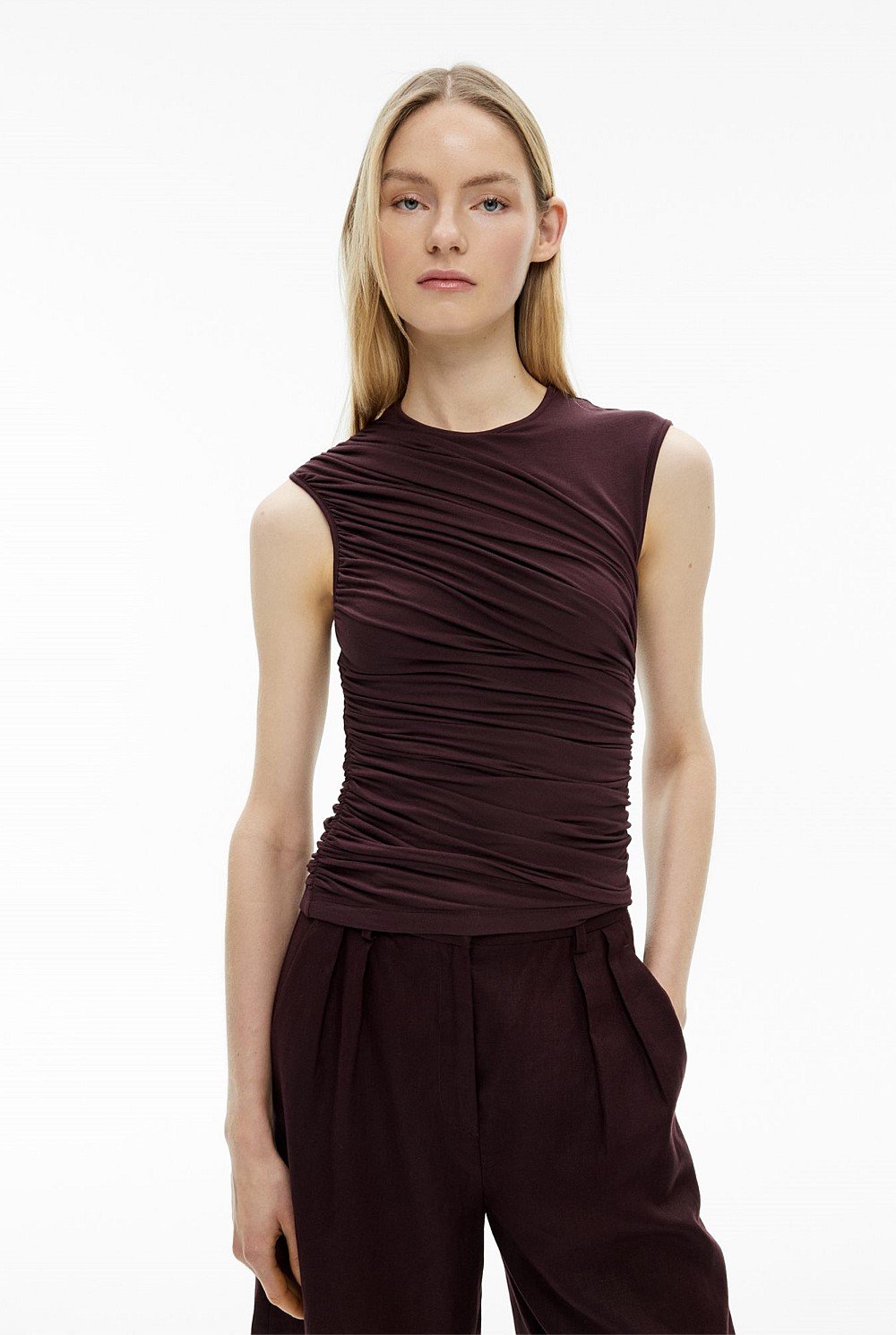 Draped Jersey Tank Top