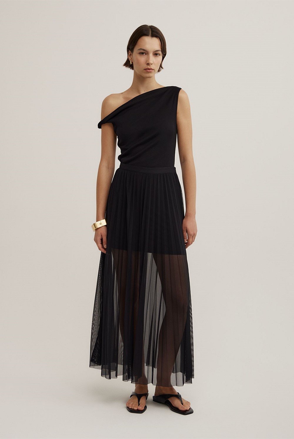 Pleated Mesh Skirt