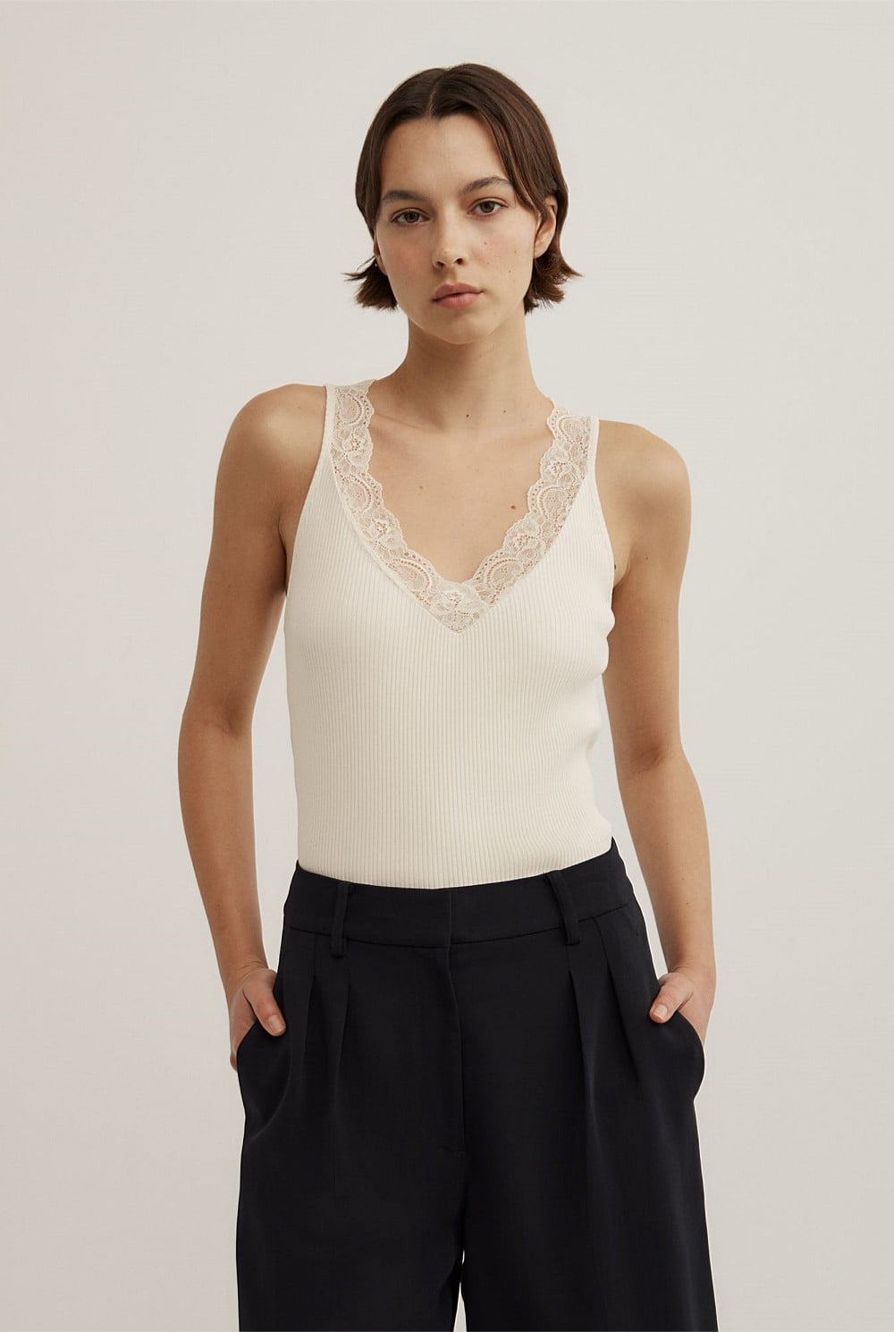 Lace Rib Tank Top