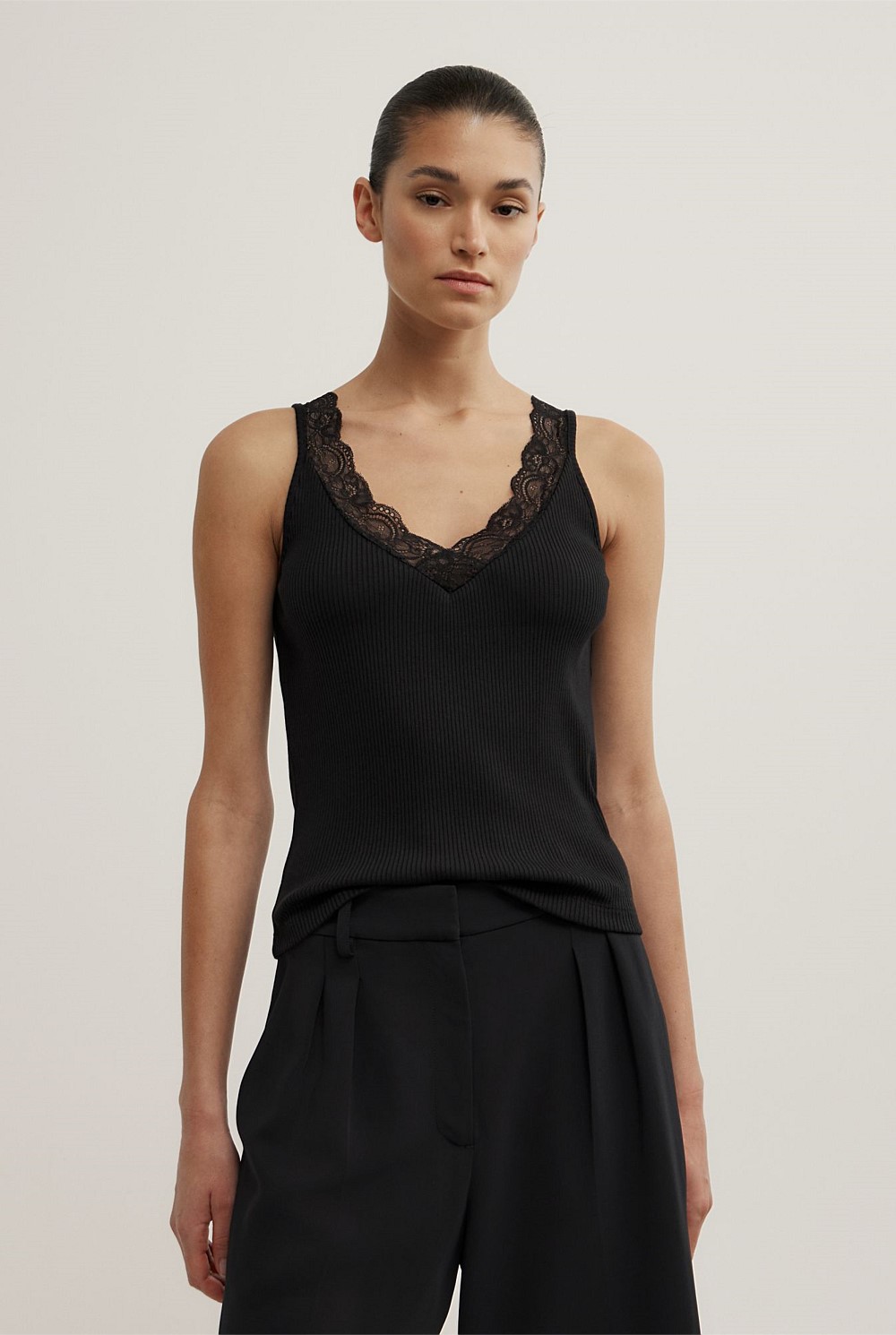 Lace Rib Tank Top