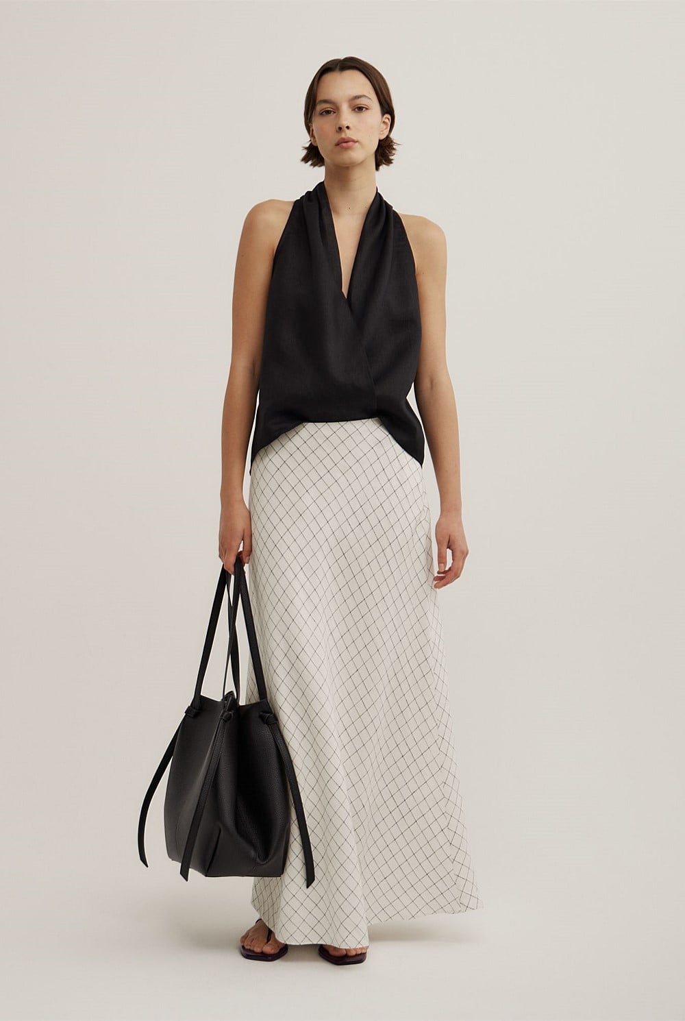 Bias Linen Slip Skirt