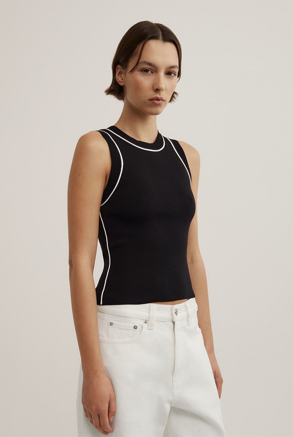 Trim Knit Tank Top