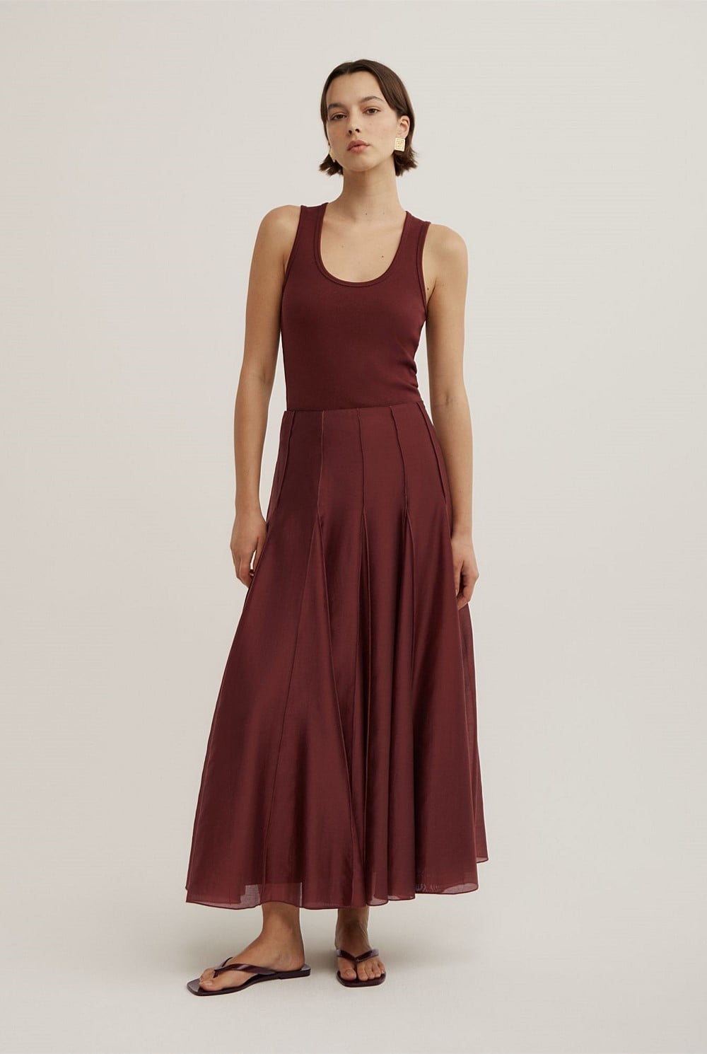 Godet Panel Maxi Skirt