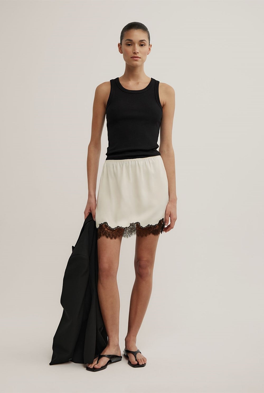 Lace Trim Mini Skirt