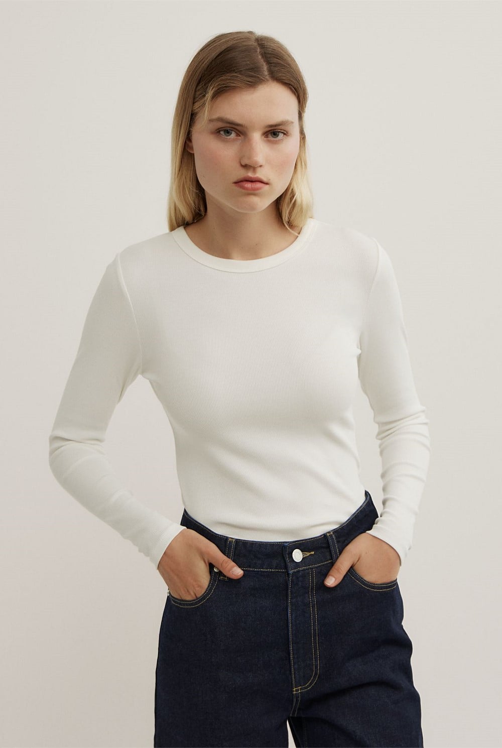 Crew Rib Long Sleeve Top