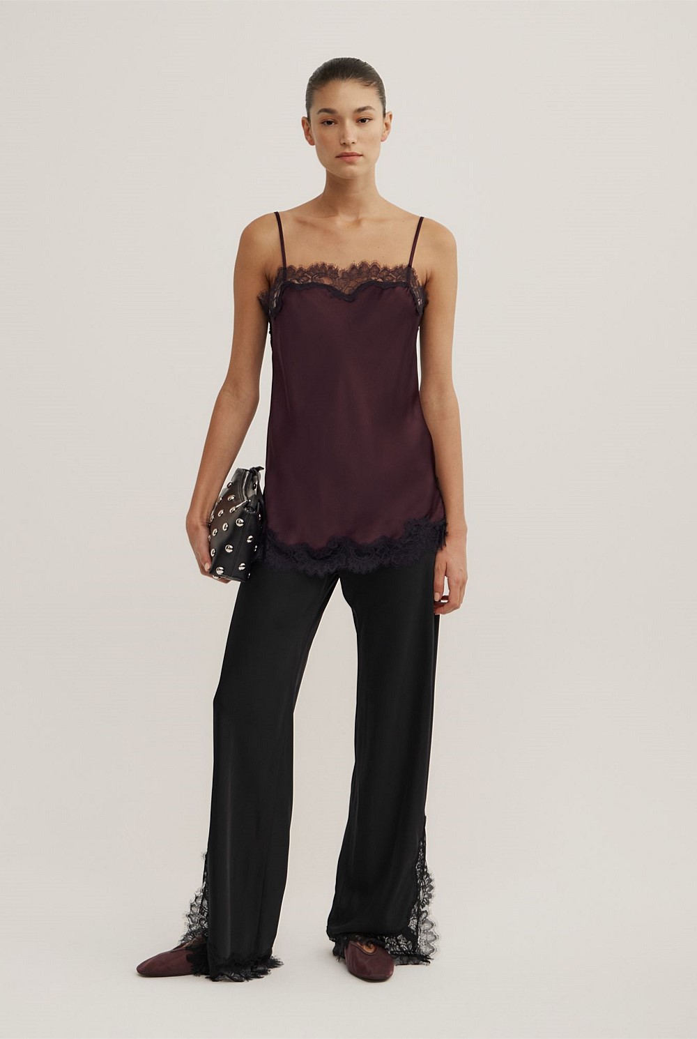 Lace Trim Bias Pants