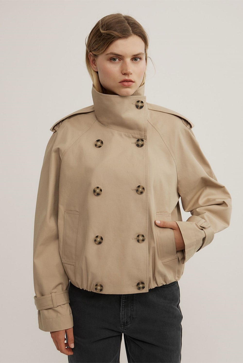 Funnel Neck Trench Coat