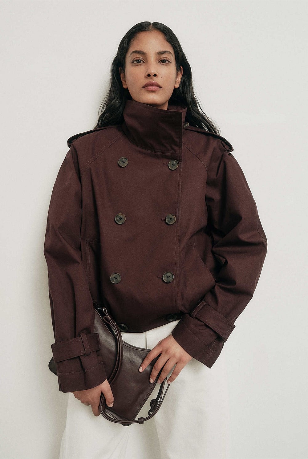 Funnel Neck Trench Coat