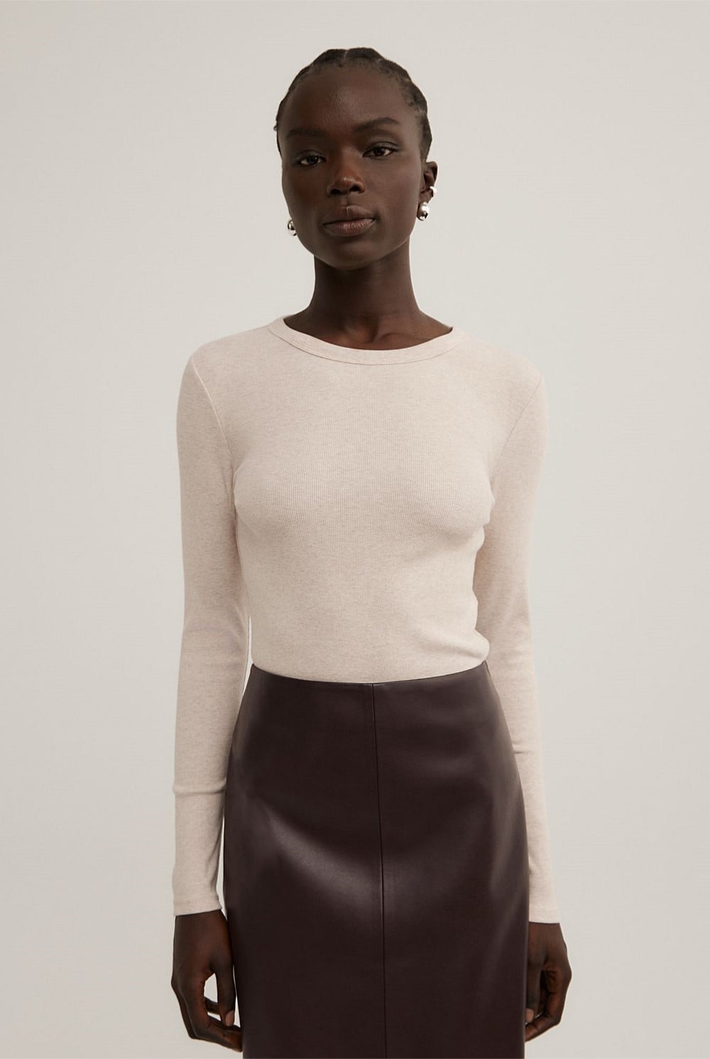 Crew Rib Long Sleeve Top