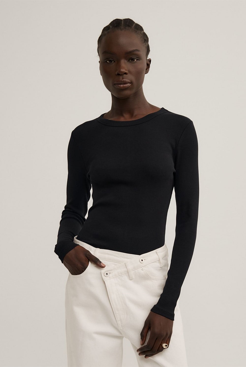 Crew Rib Long Sleeve Top