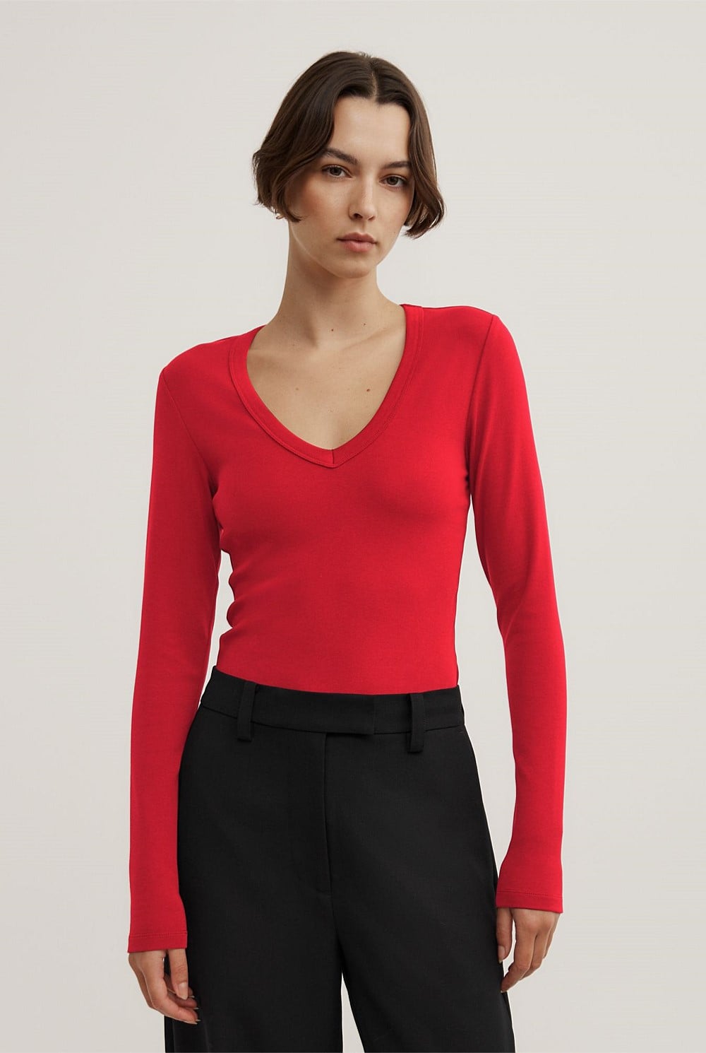 V-Neck Long Sleeve Top