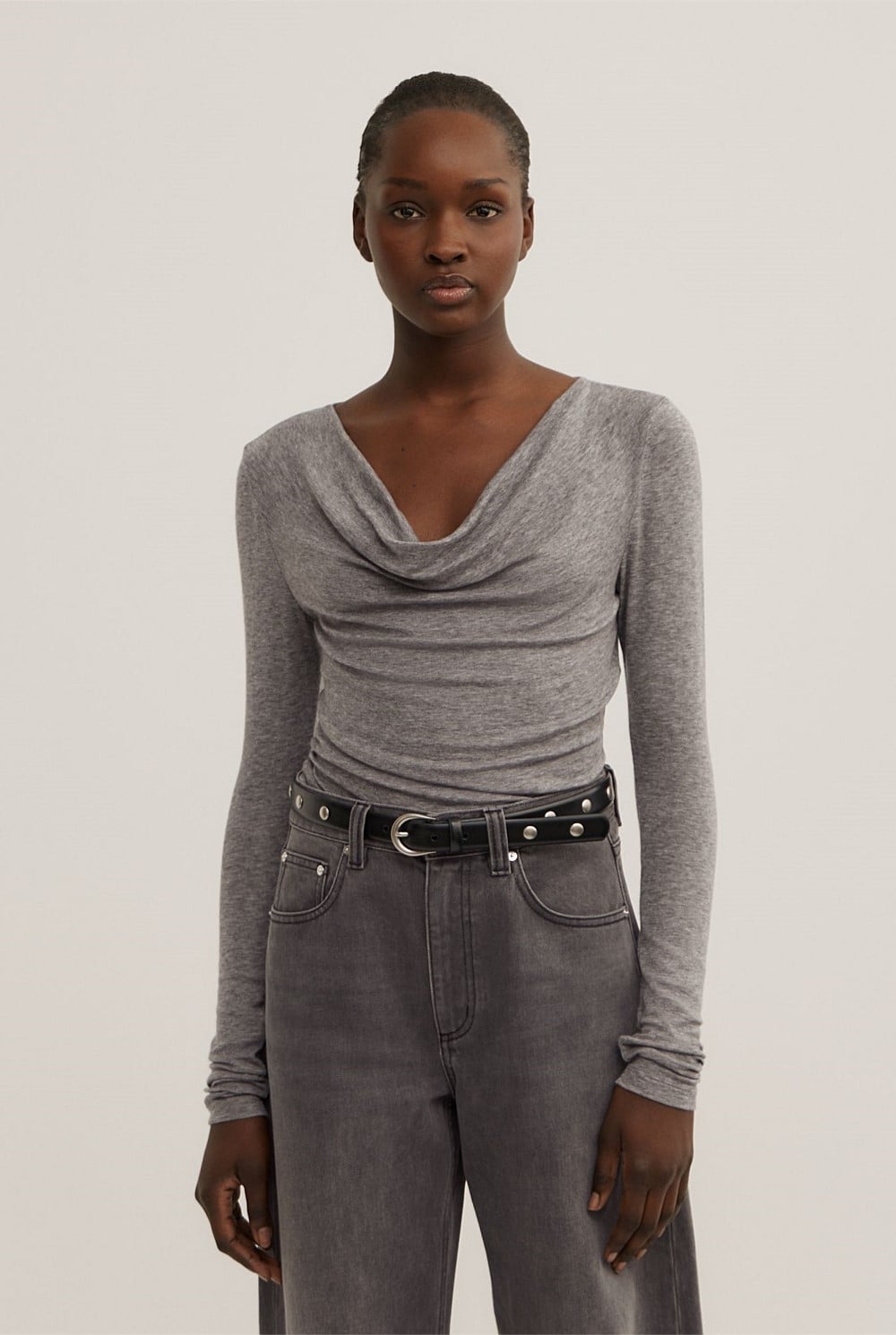 Cowl Neck Long Sleeve Top