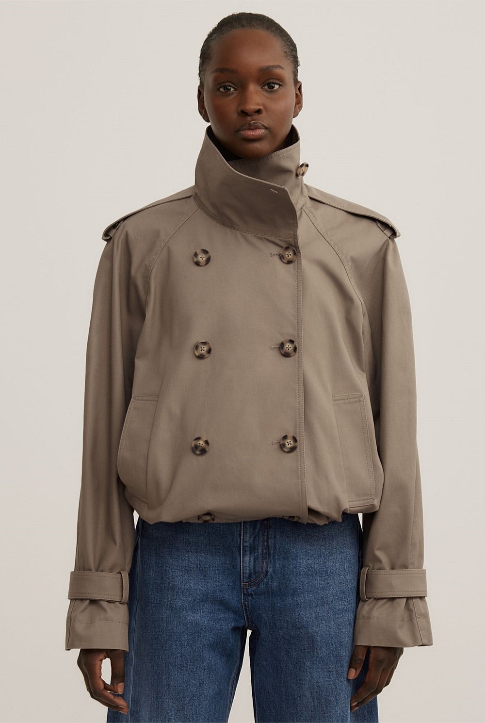 Funnel Neck Trench Coat