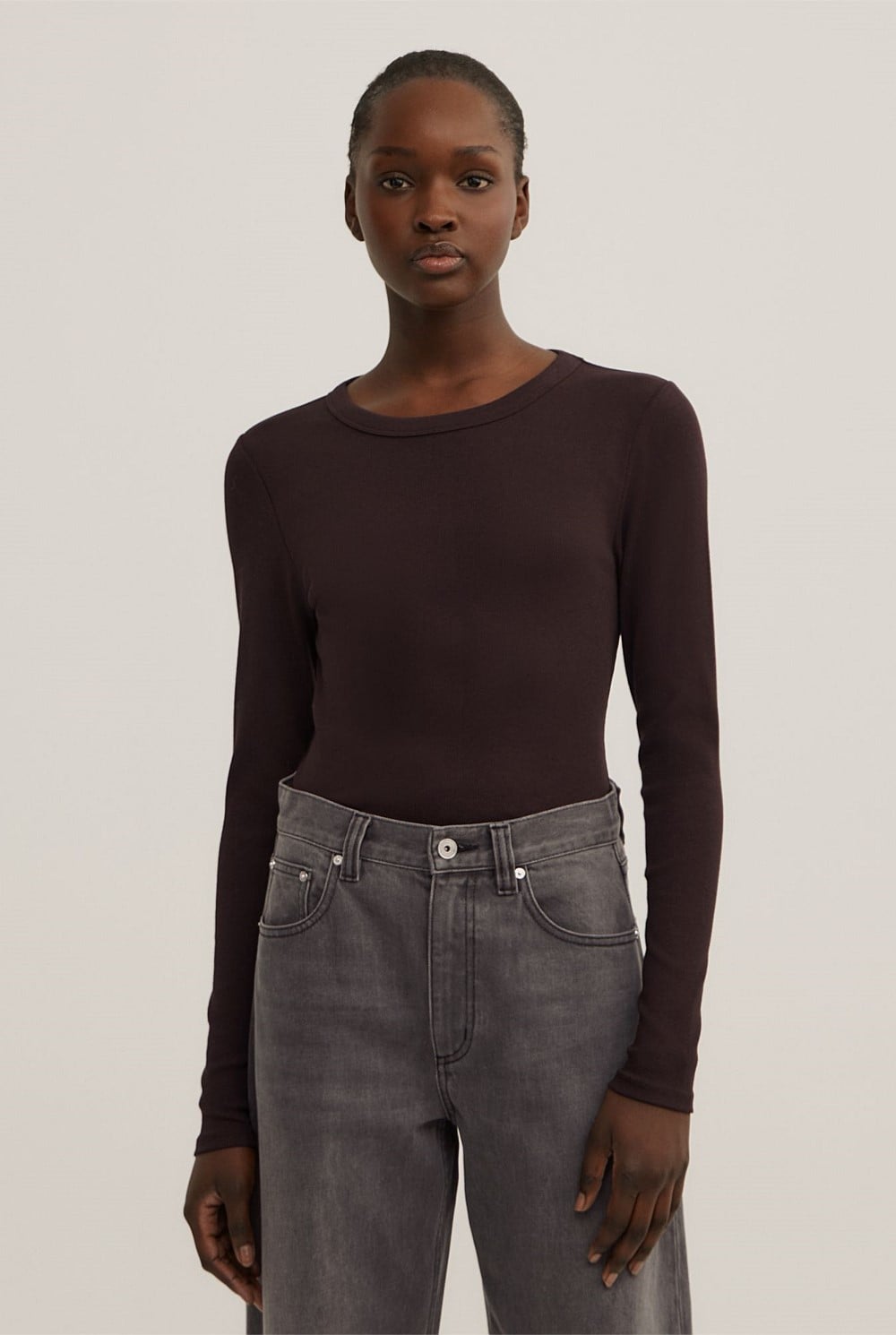 Crew Rib Long Sleeve Top