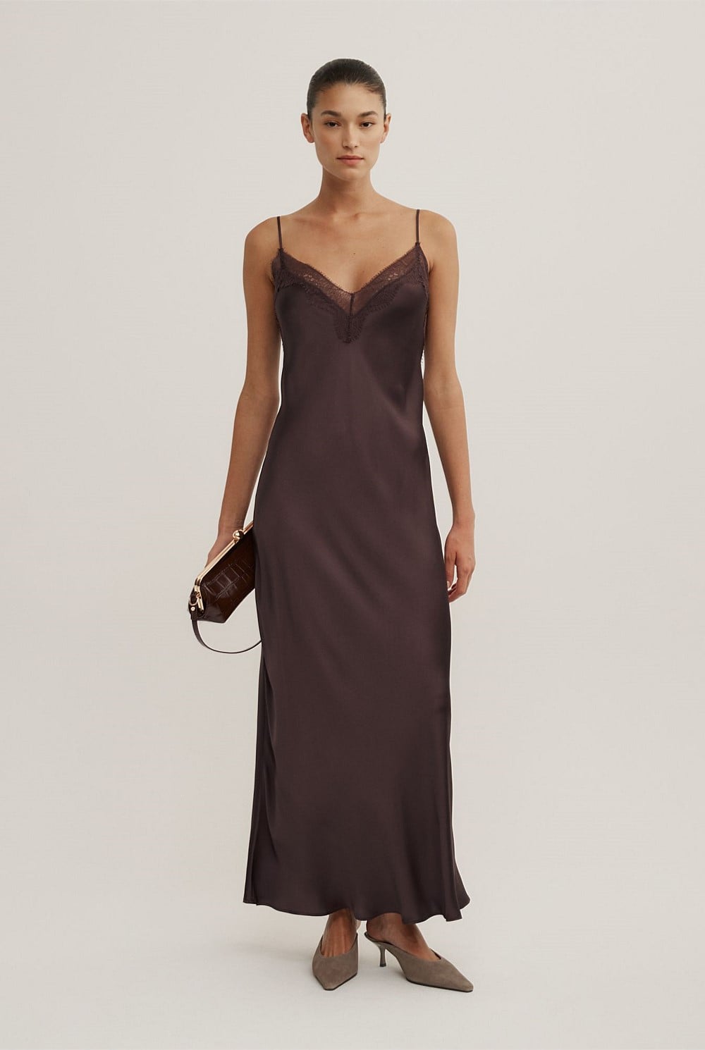 Lace Neck Slip Dress