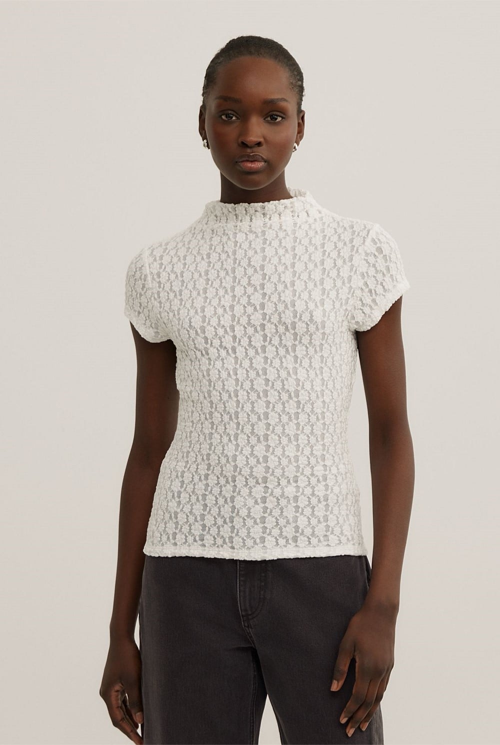 Textured Short Sleeve Top