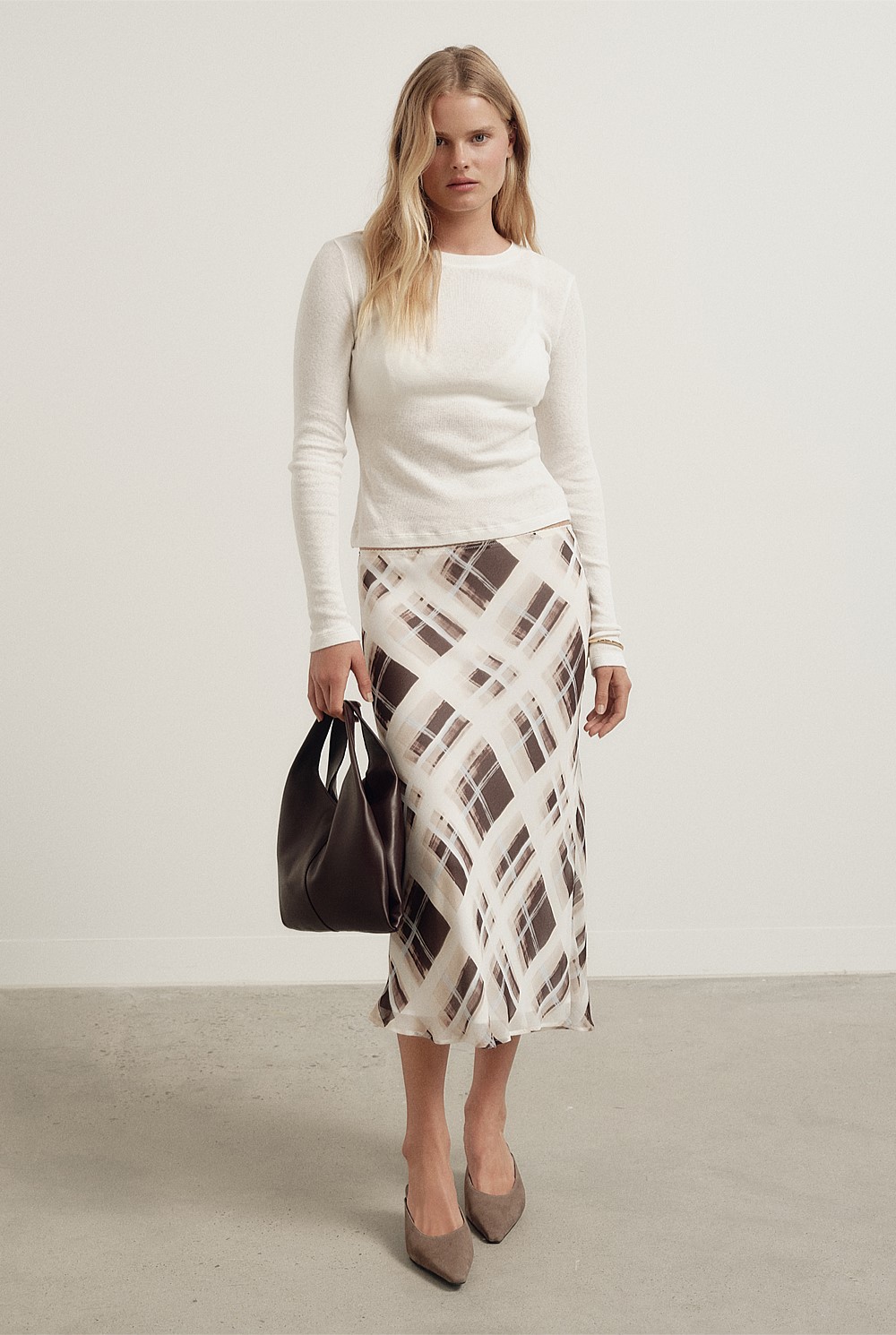 Check Midi Skirt