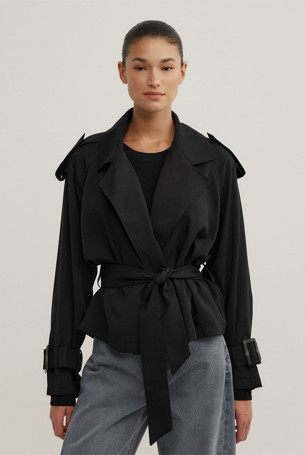 Fluid Cropped Trench Coat