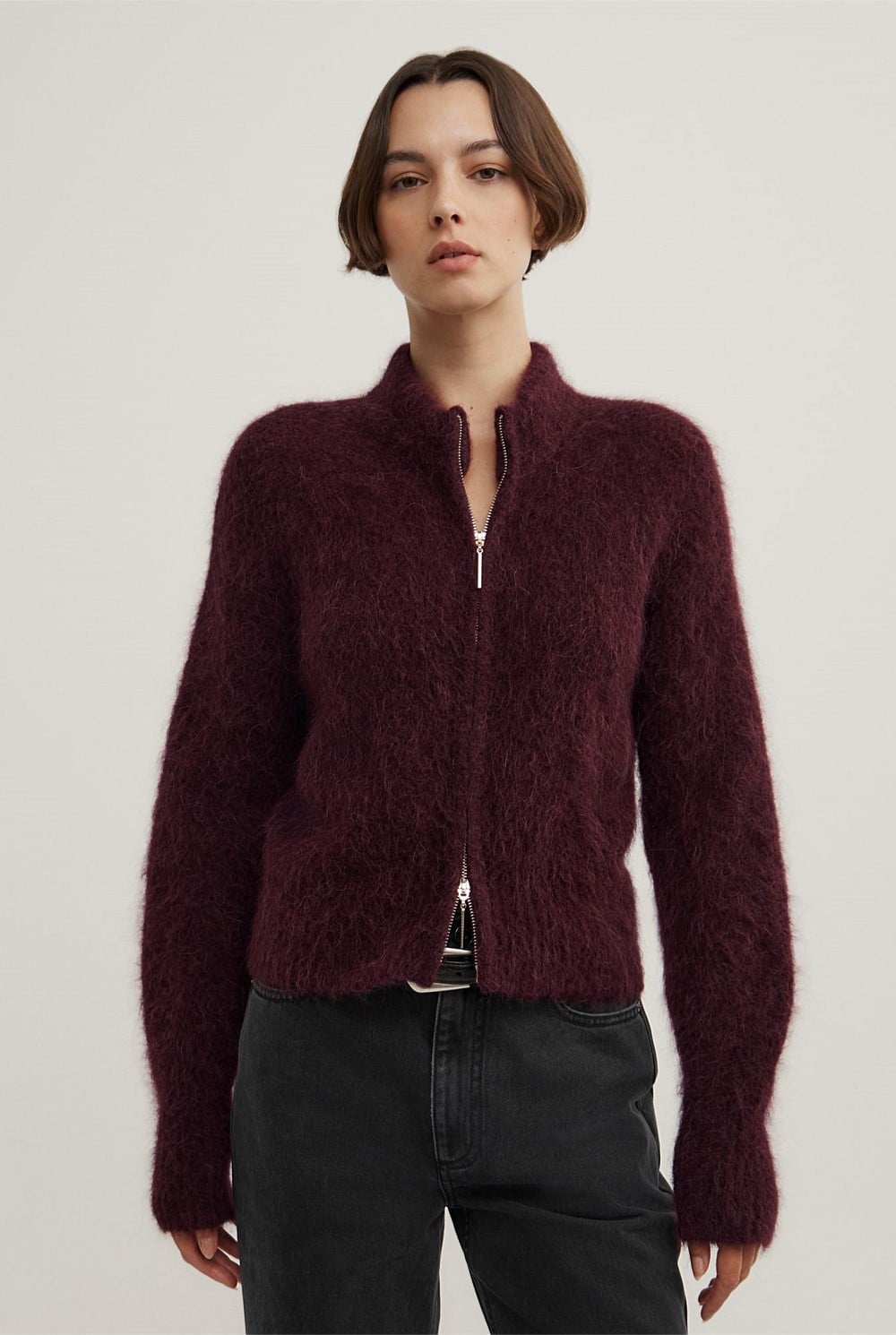 Fluffy Funnel Bomber Jacket