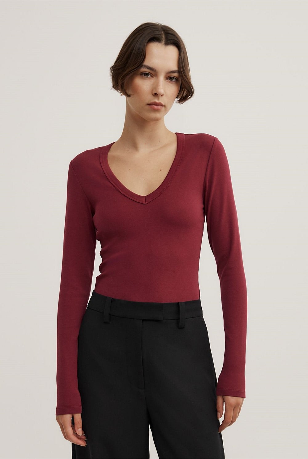 V-Neck Long Sleeve Top