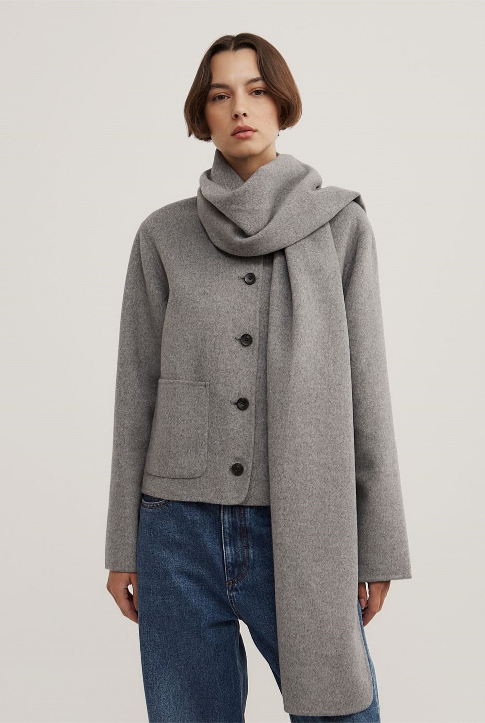 Crop Scarf Coat