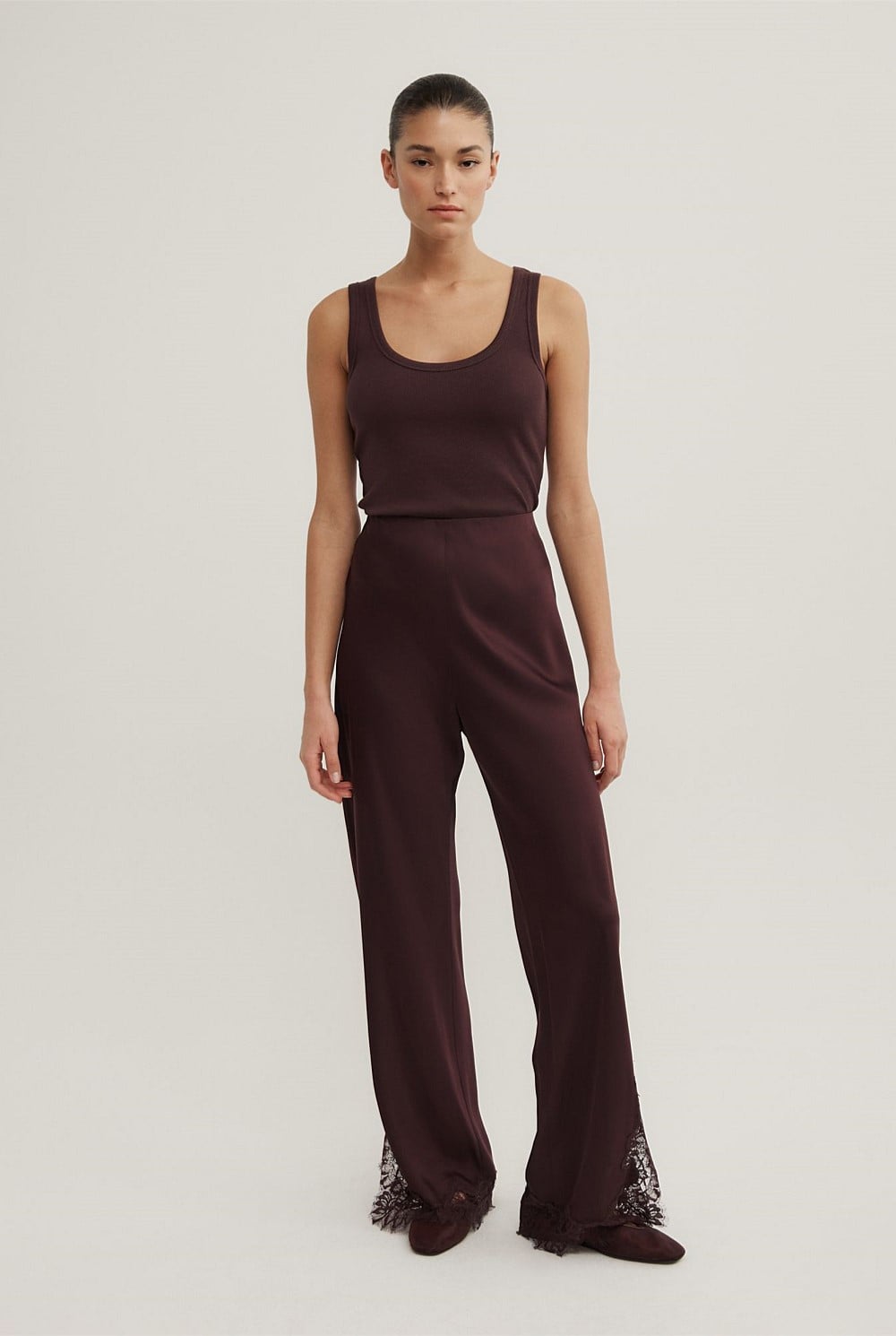 Lace Trim Bias Pants