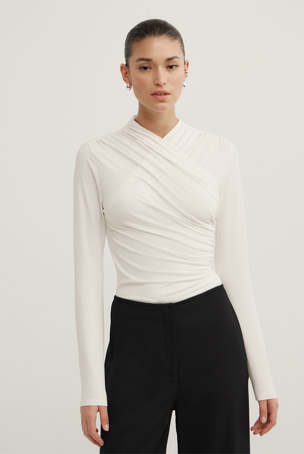 Wrap Long Sleeve Jersey Top