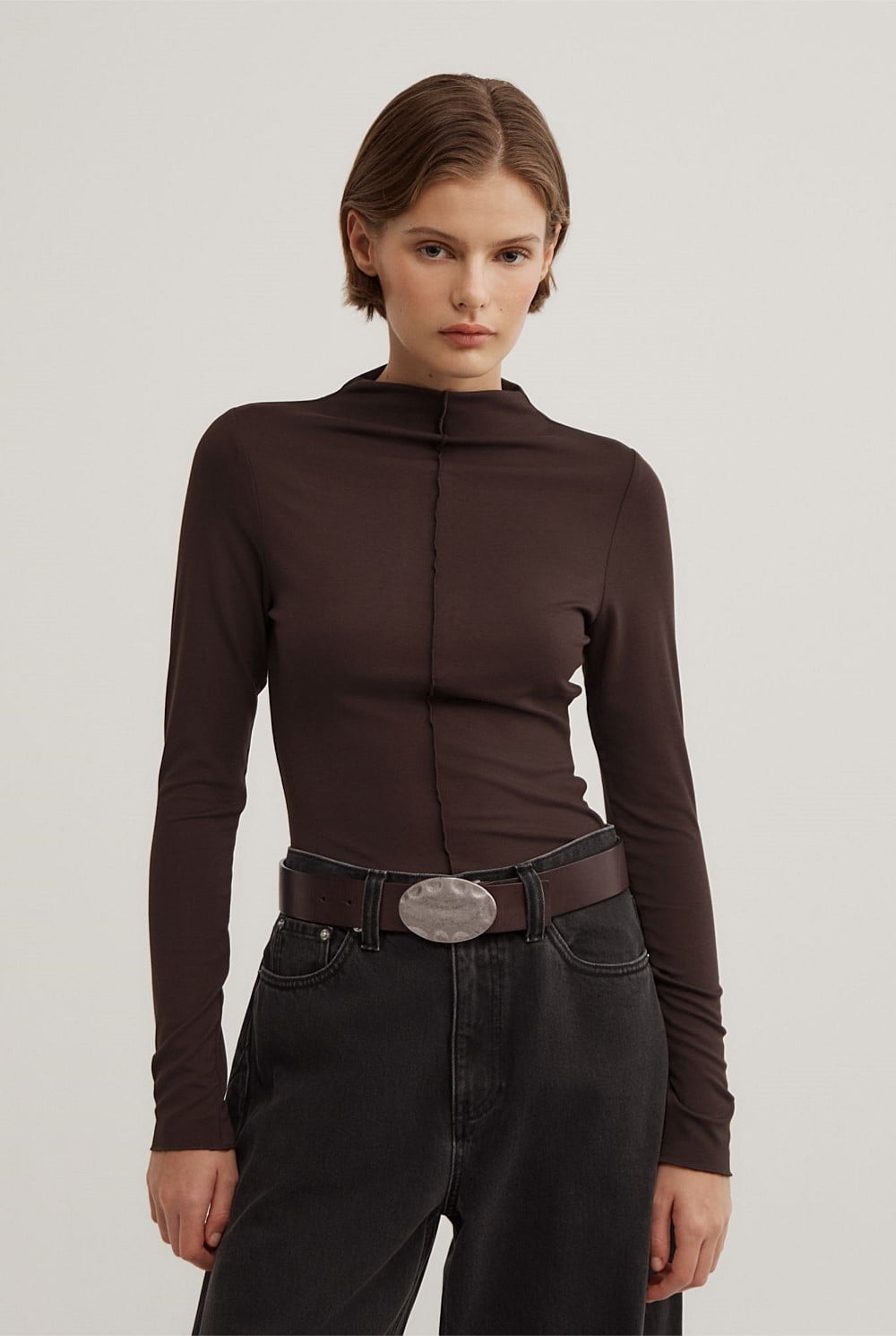 Mock Neck Jersey Top