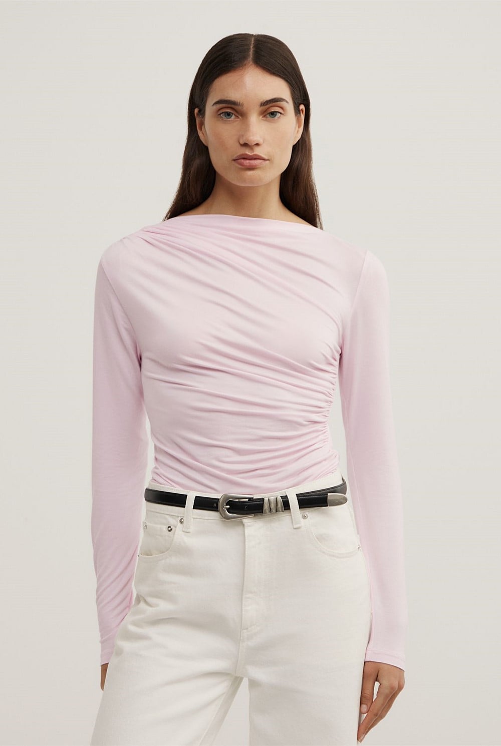 Draped Jersey Long Sleeve Top