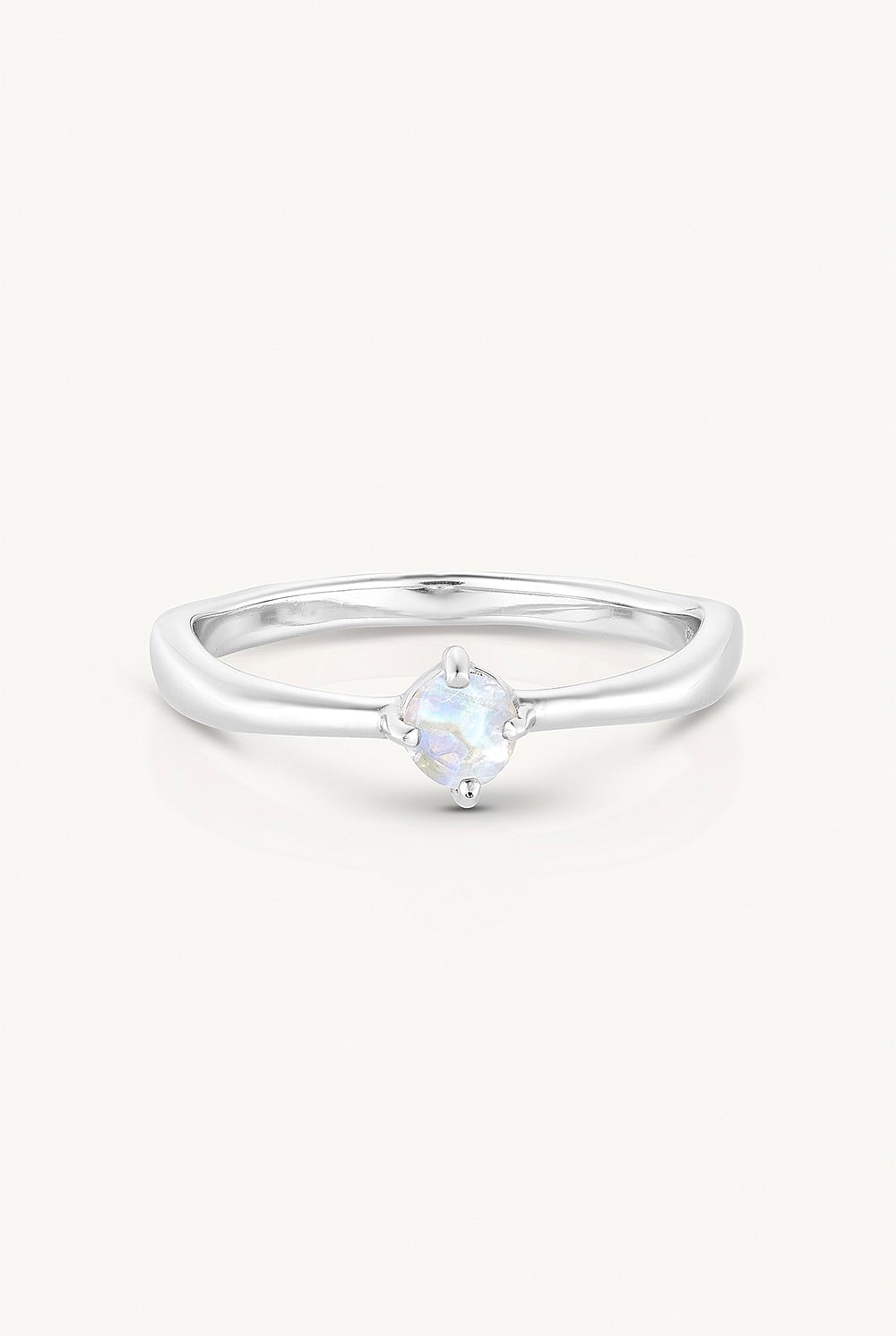 October Opal Silver Birthstone Ring