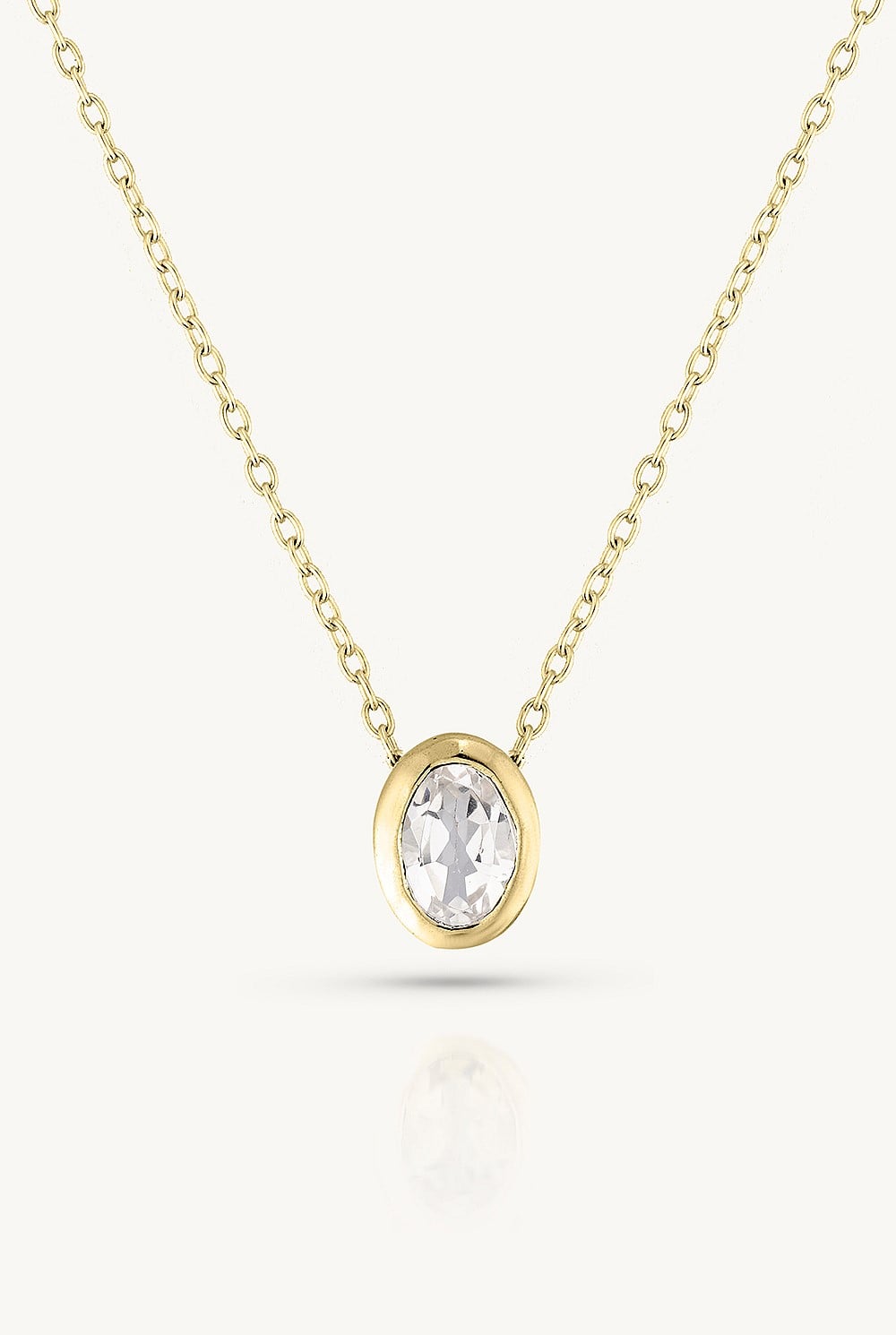 April Topaz Gold Oval Birthstone Necklace