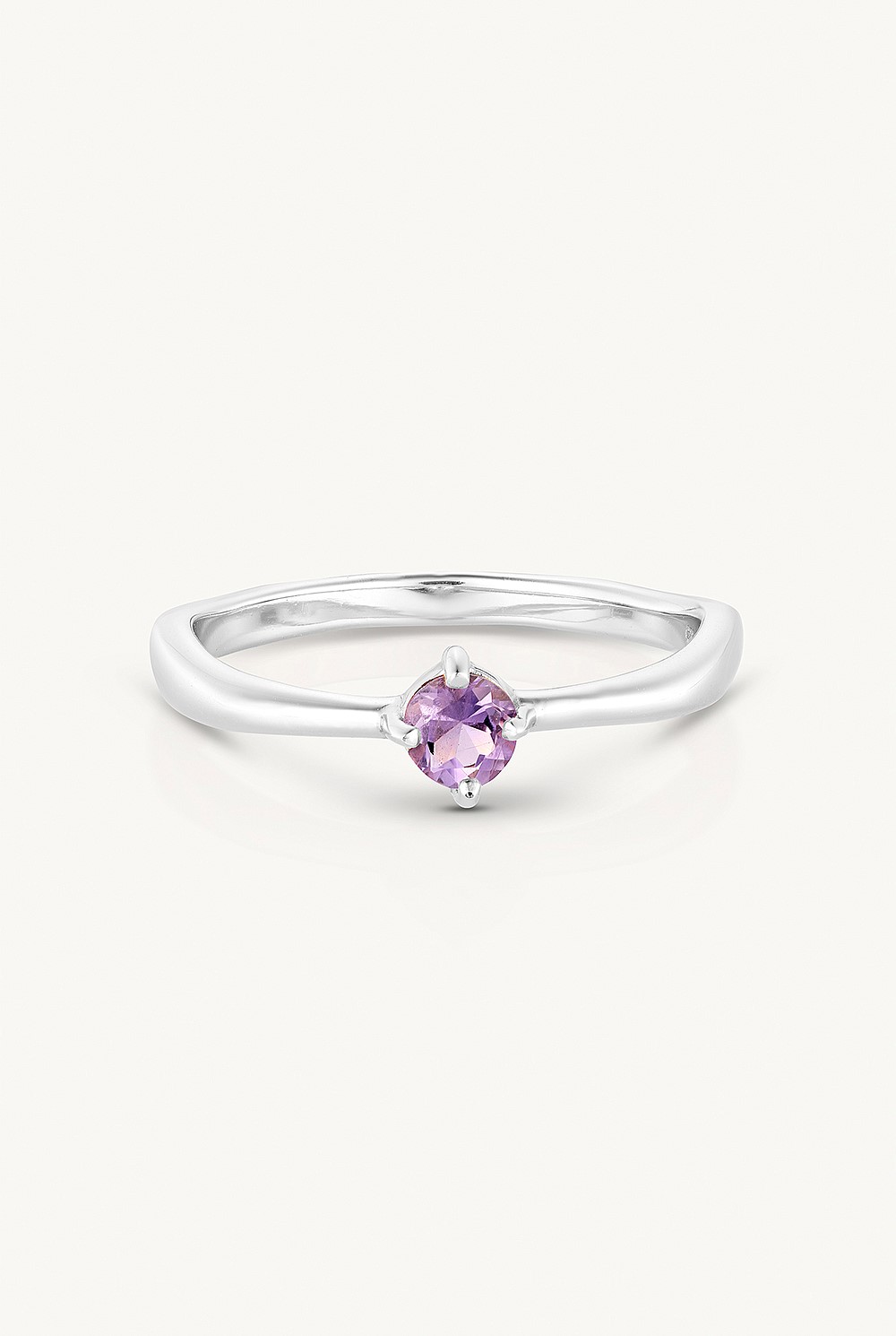 February Amethyst Silver Birthstone Ring