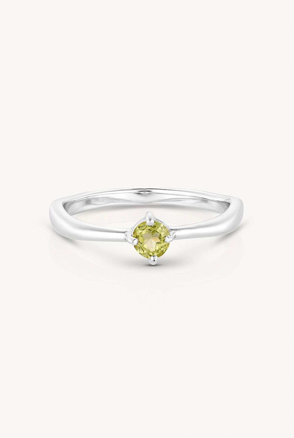 August Peridot Silver Birthstone Ring