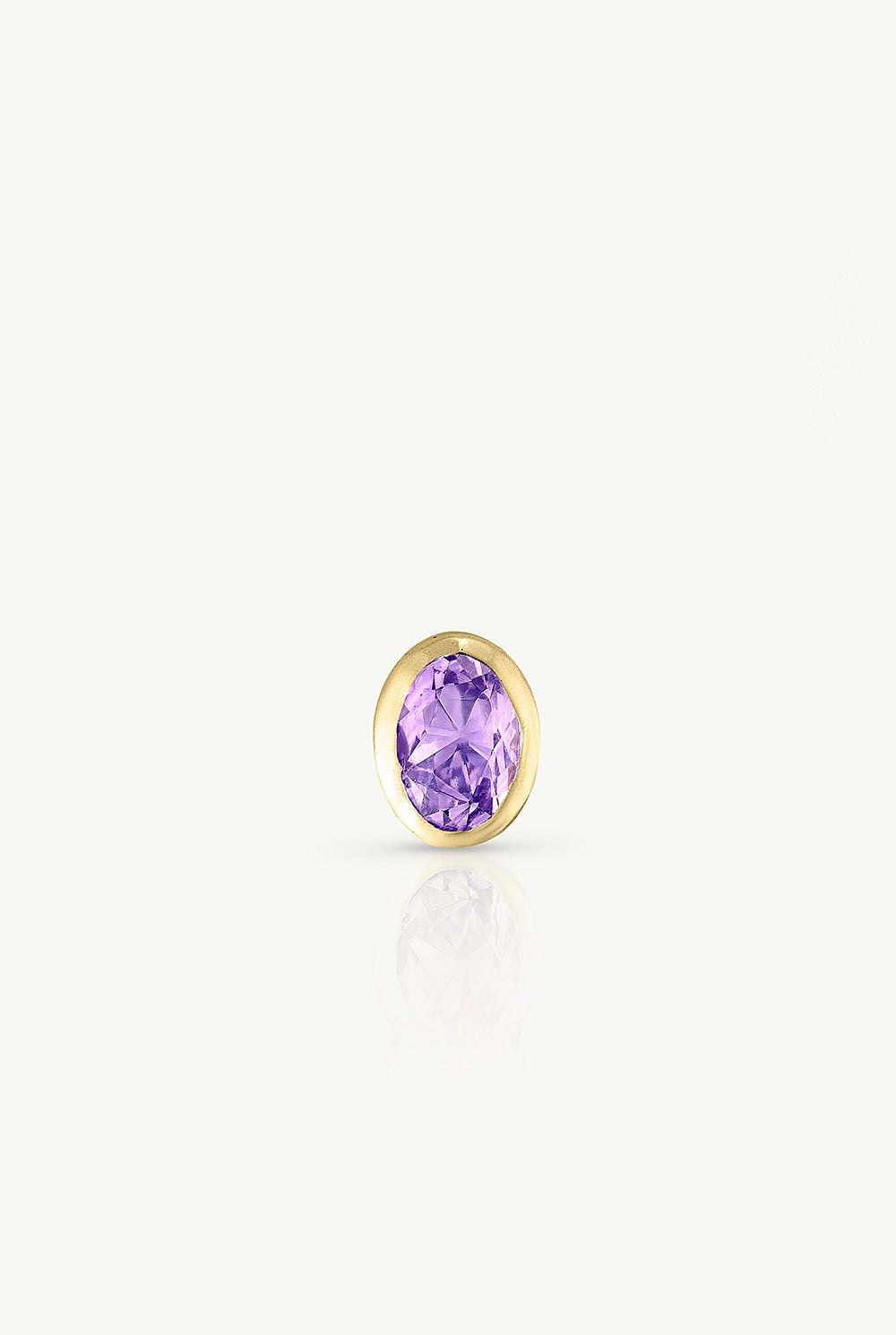 February Amethyst Gold Oval Birthstone Charm