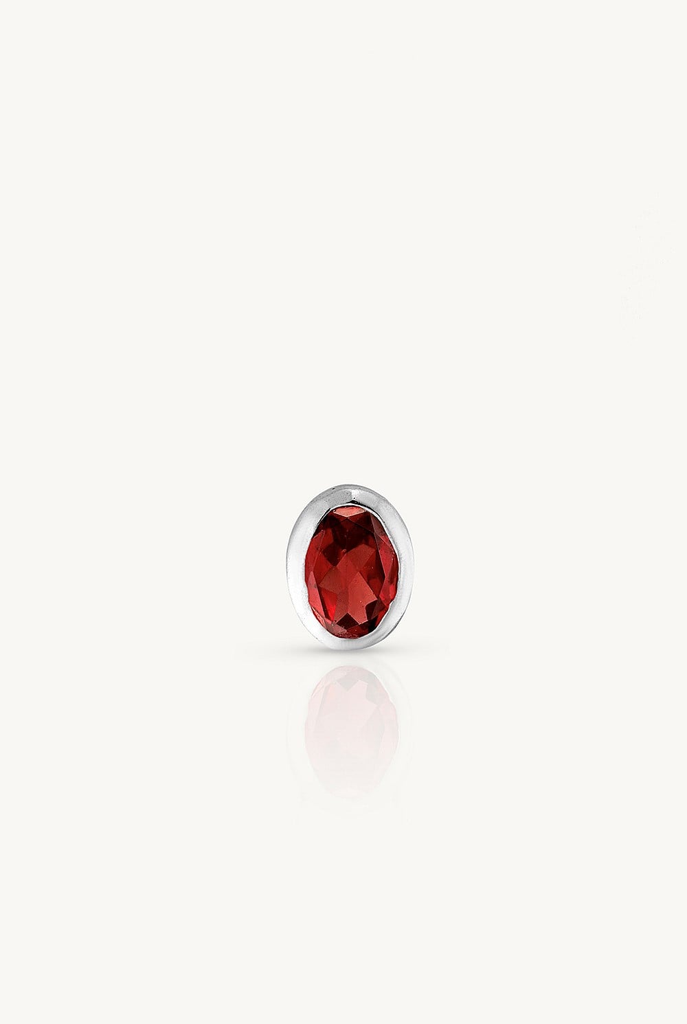 January Garnet Silver Oval Birthstone Charm