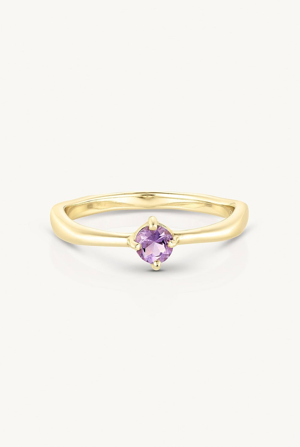 February Amethyst Gold Birthstone Ring