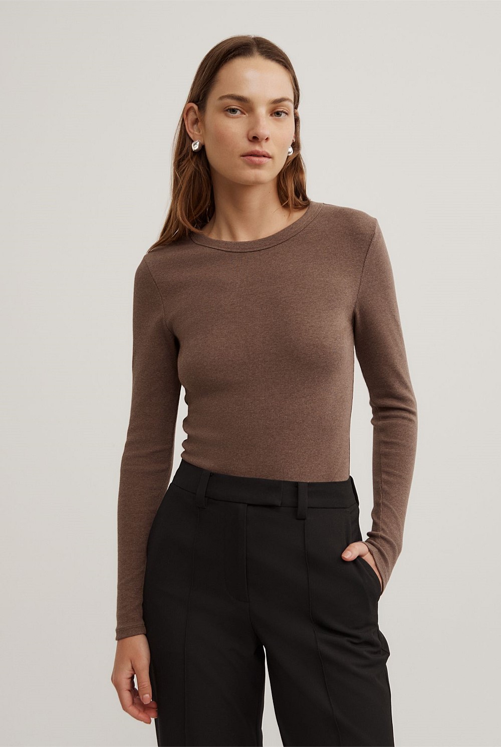 Crew Rib Long Sleeve Top