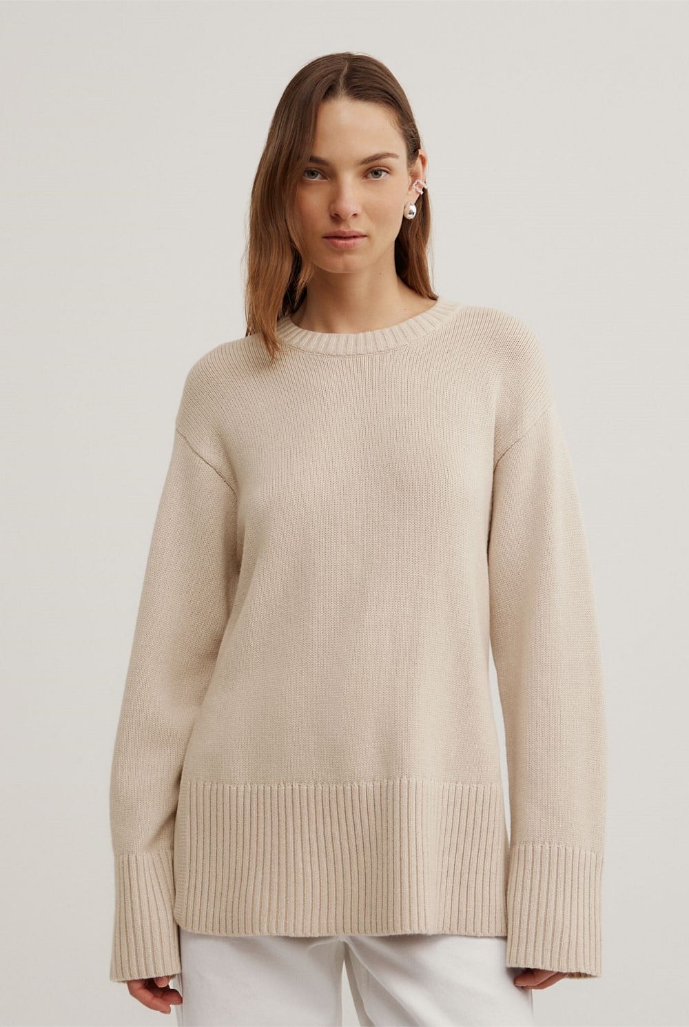 Longline Crew Neck Knit