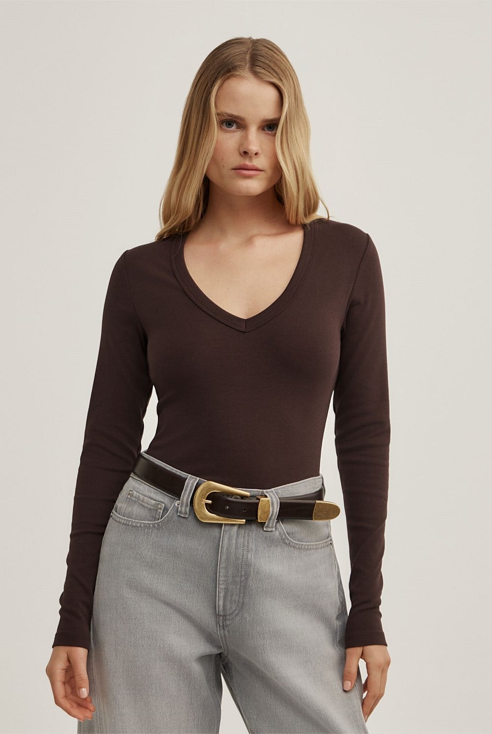 V-Neck Long Sleeve Top