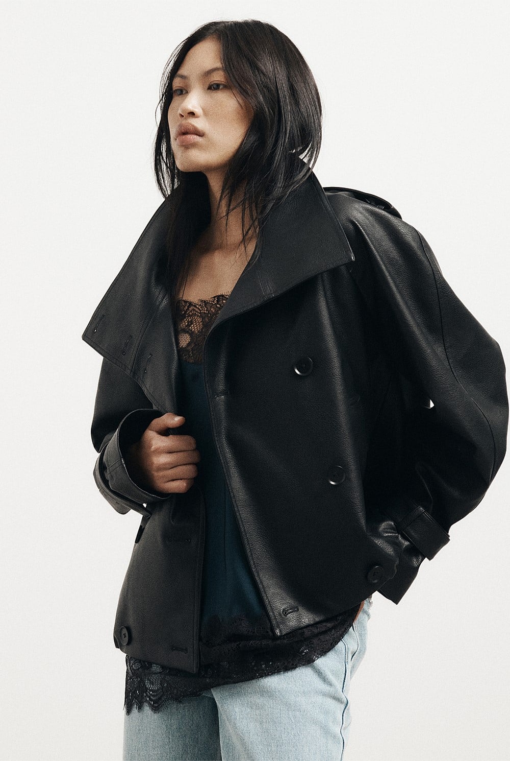 Funnel Neck Trench Coat