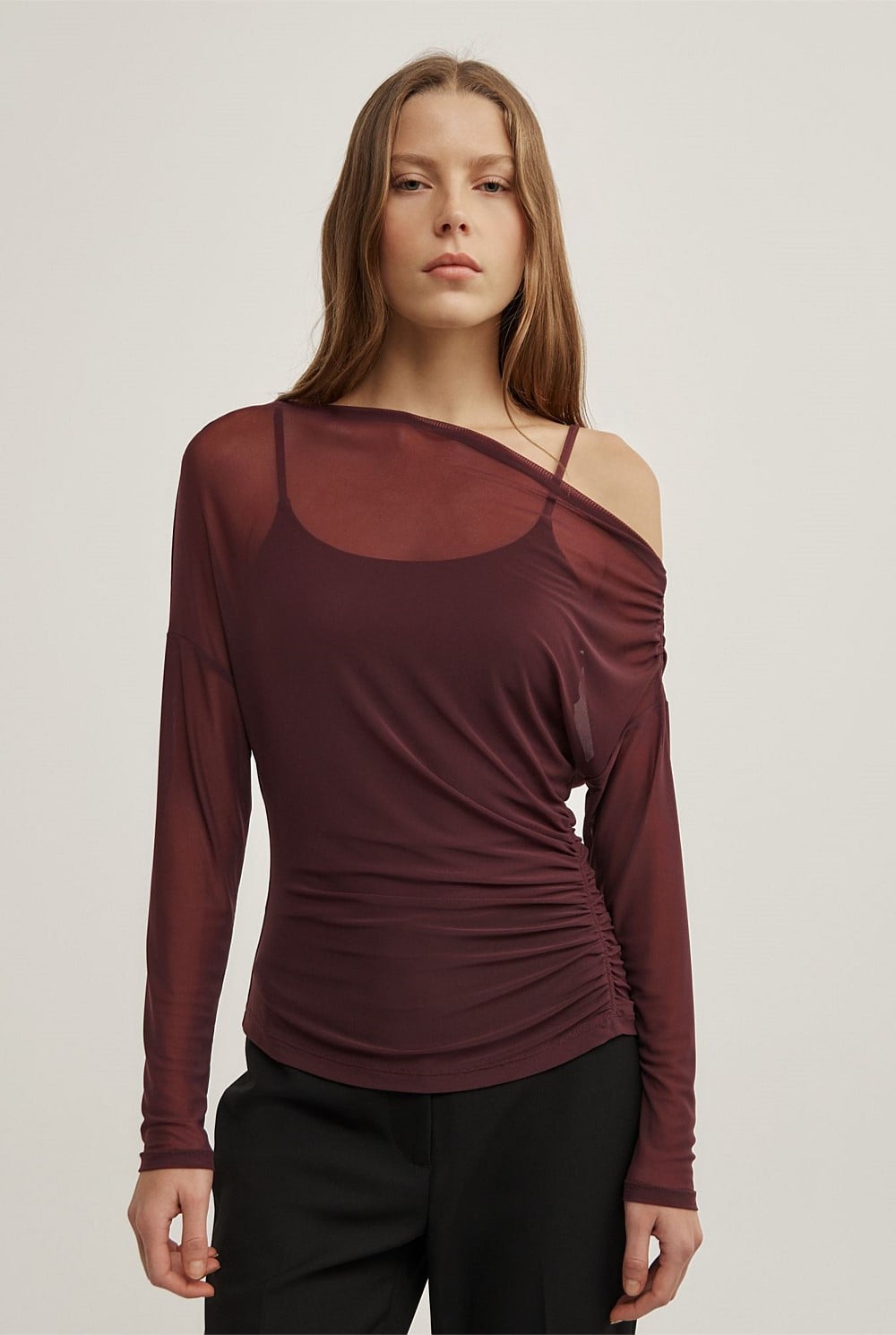 Layered Mesh Long-Sleeve Top