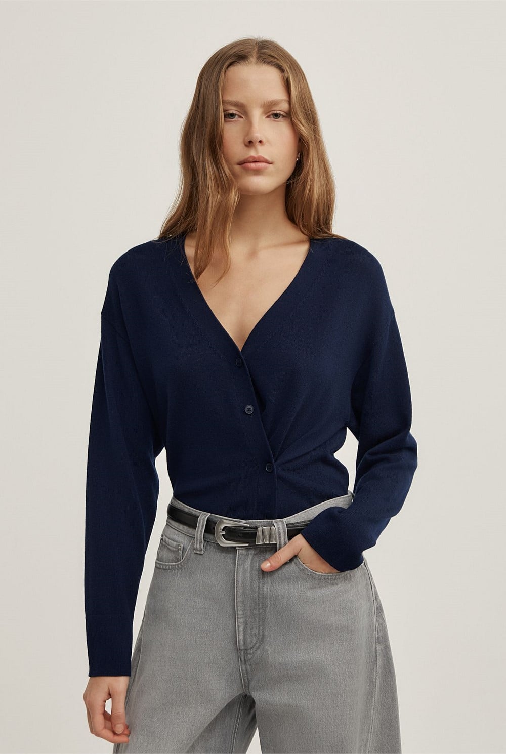 Asymmetric Wrap Knit Cardi