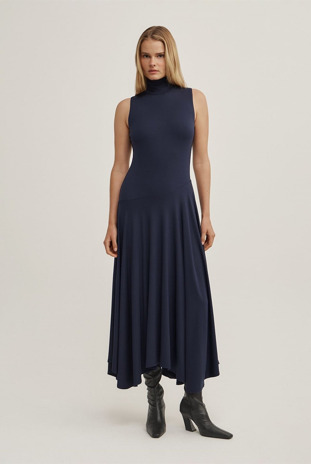 High Neck Asymmetric Dress