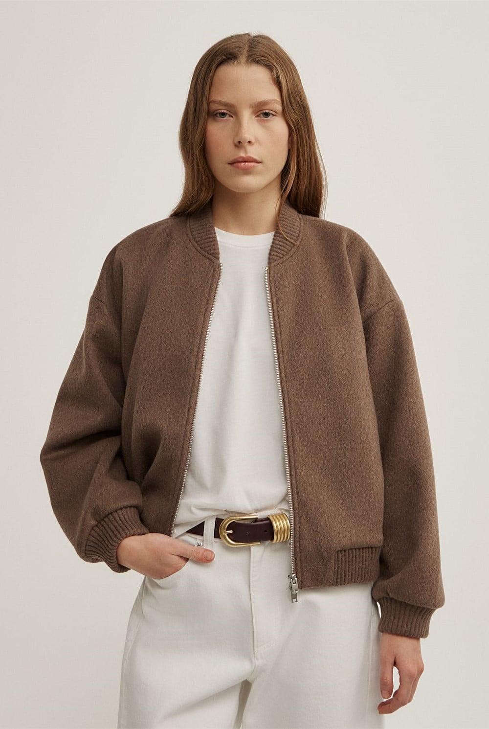 Felted Zip Bomber Jacket